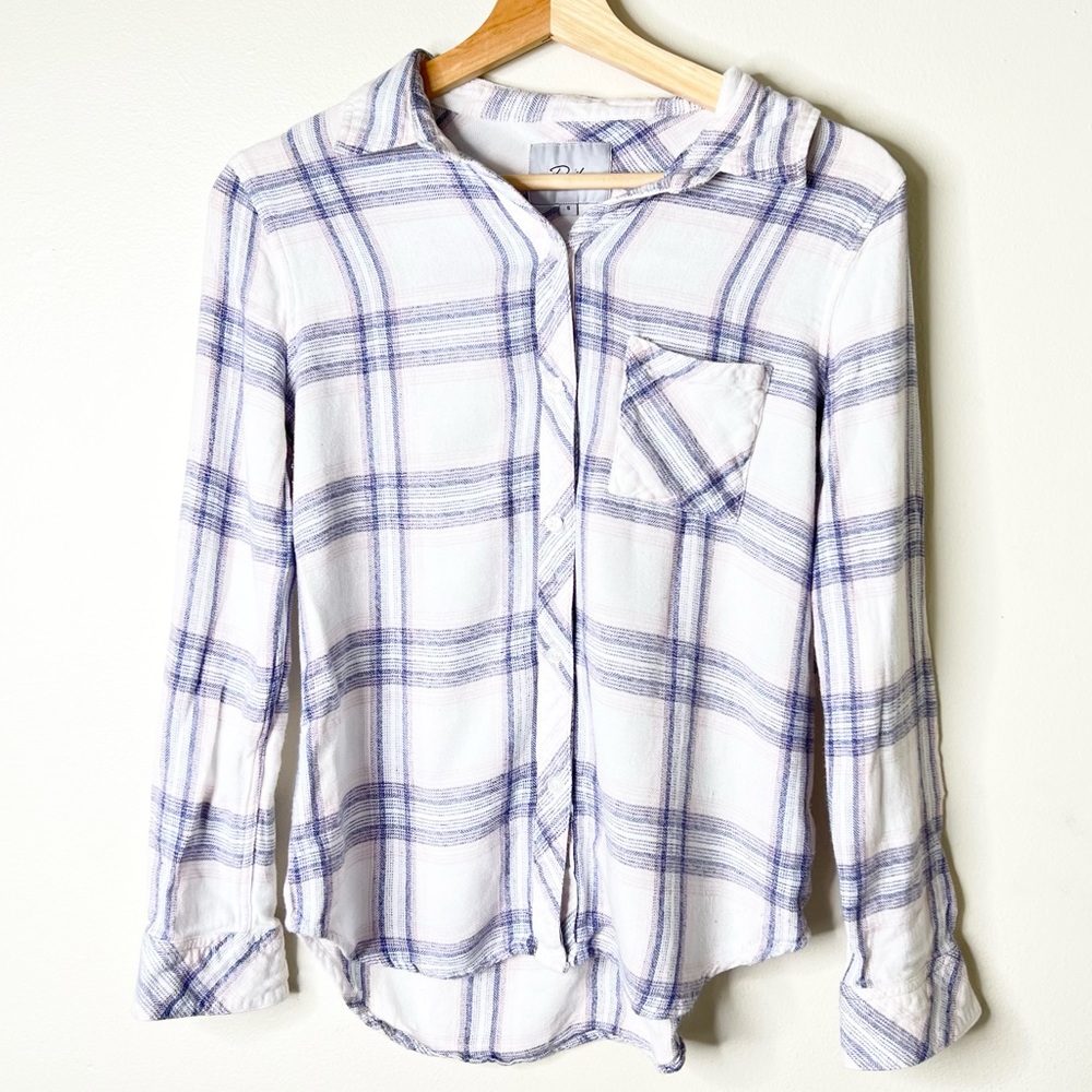 SOLD** RAILS Purple and White Plaid Long Sleeve Button Down Size Small